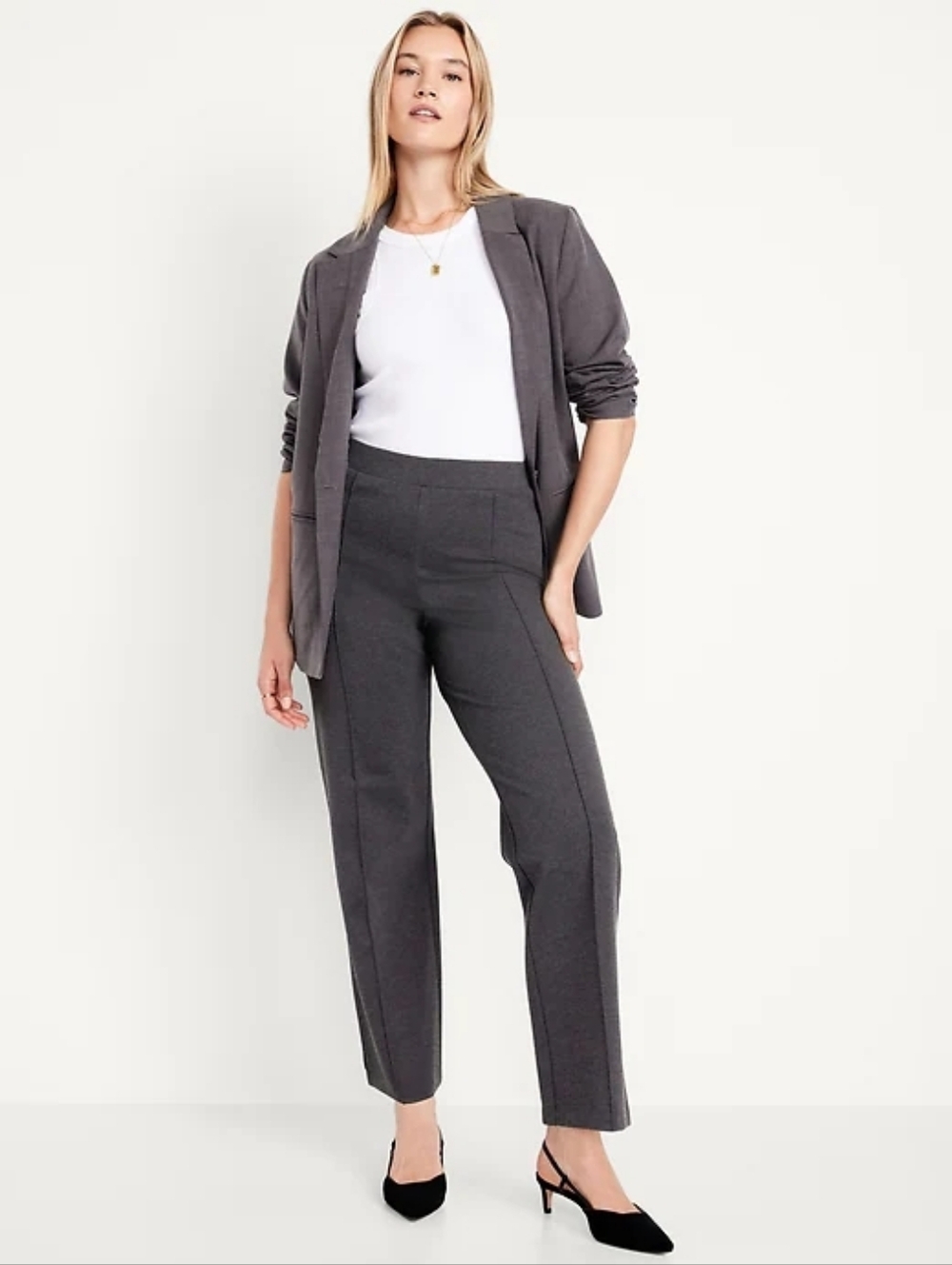 Old Navy Women's Stevie High Waisted Ponte Knit Pants Charcoal